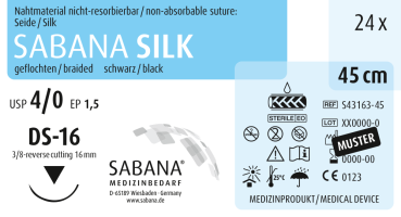 Silk suture - USP 4-0 EP 1.5 DS-16 - 24pcs